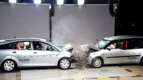 A car crash safety test taking place in France