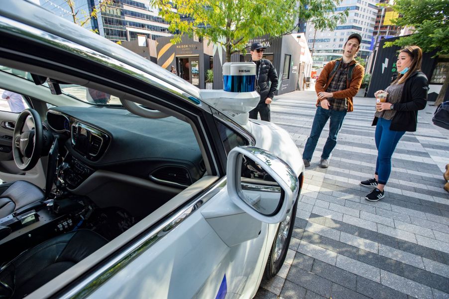 A Motional driverless car at an event