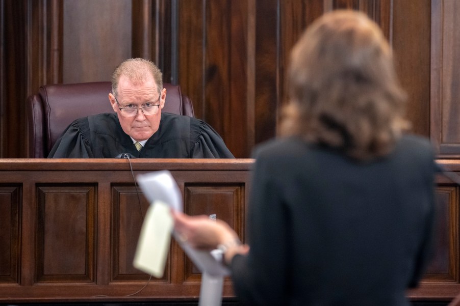 lawyer talks to a judge in the courtroom