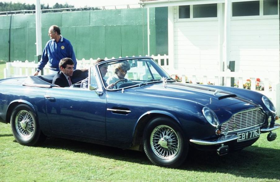 Prince Charles and Lady Diana in his Aston Martin DB5