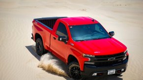 The Chevy Silverado 1500 short box in the sand