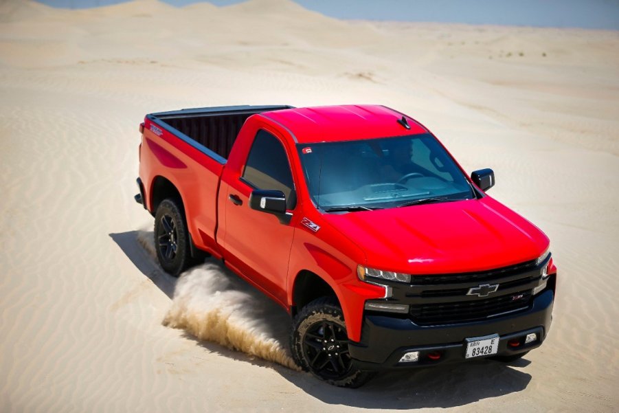 The Chevy Silverado 1500 short box in the sand