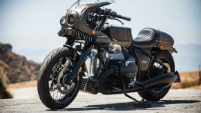 The bronze-and-black 2021 BMW R 18 'The Wal' by Shinya Kimura on a California mountain road