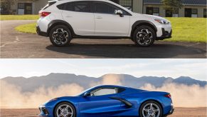 2021 Subaru Crosstrek (top) vs. 2021 Chevy Corvette (bottom)