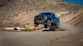 The 2021 Ram 1500 TRX doing a jump