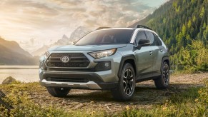 The 2021 Toyota RAV4 parked in grass