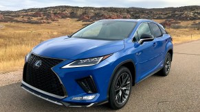 2022 Lexus RX shown in blue on a dirt road