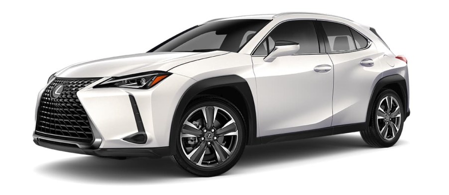 A white 2022 Lexus UX 200 against a white background.