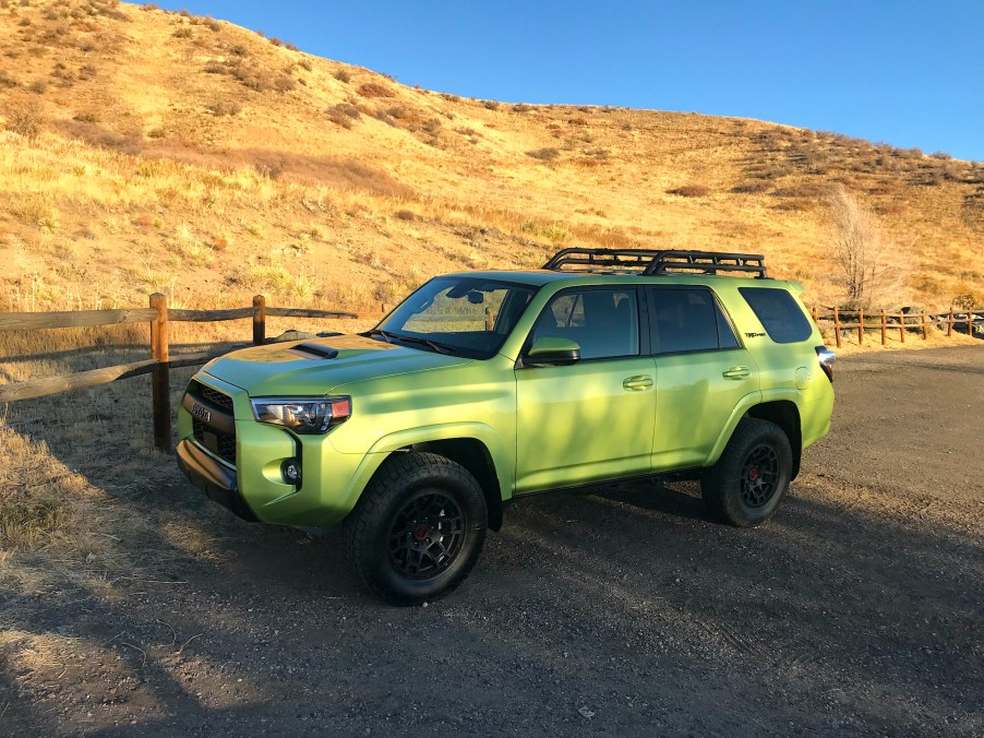 a Lime Rush 2022 Toyota 4Runner TRD Pro sitting in a dirt lot