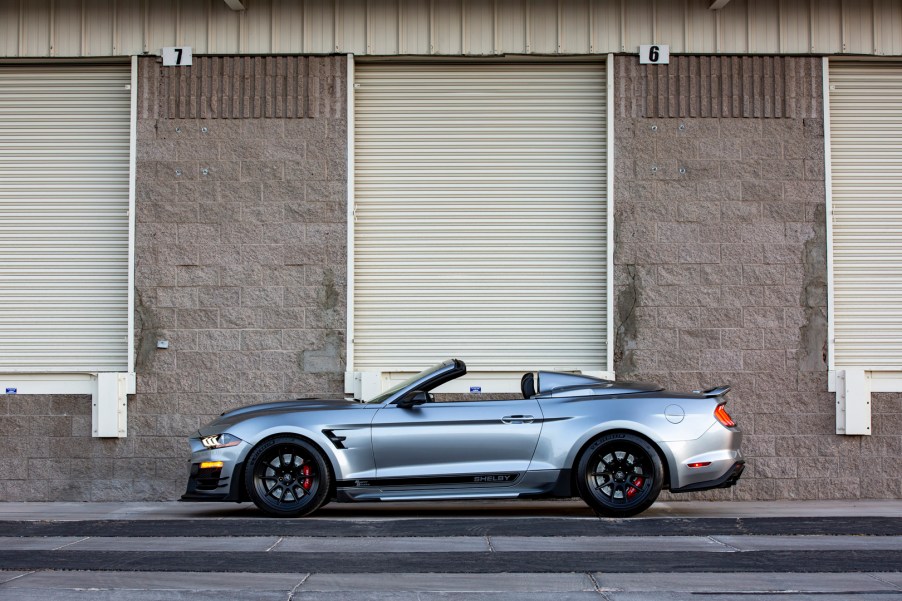 A Ford Mustang-based Shelby Supersnake in silver