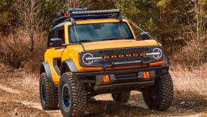 The 2021 Ford Bronco on a dirt road