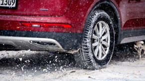 Car using winter tires in the snow