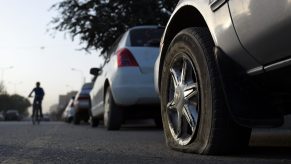 Car with a flat tire