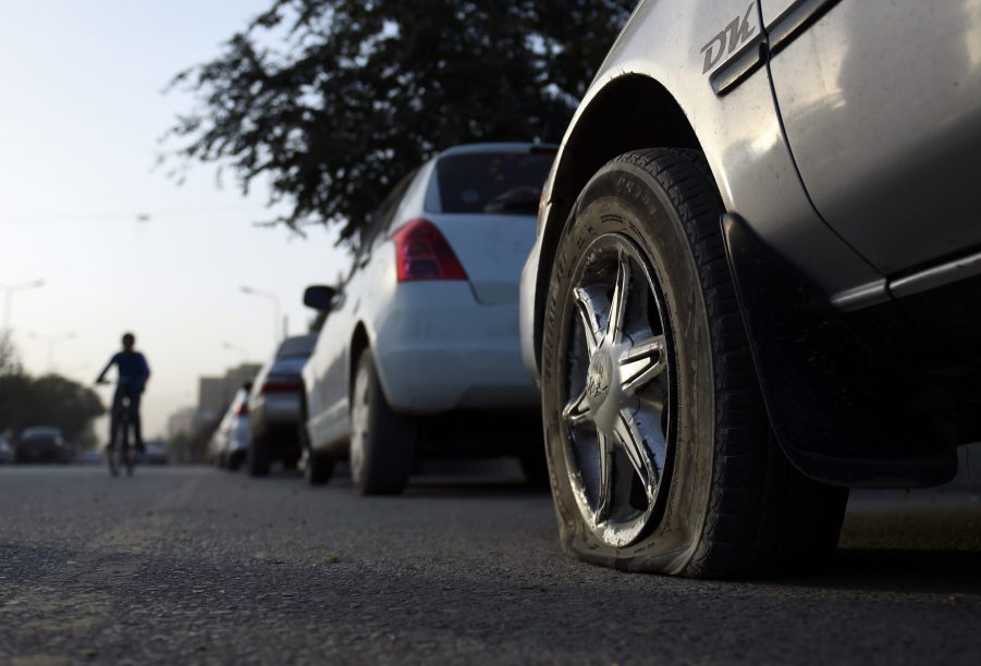 Car with a flat tire