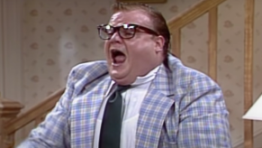 Chris Farley as Matt Foley character in SNL sketch talking about living and sleeping in a van down by the river