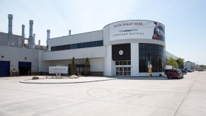 Chrysler Windsor Assembly plant in Ontario, Canada. A Stellantis plant explosion recently rocked the area but police reported no injuries or fatalities