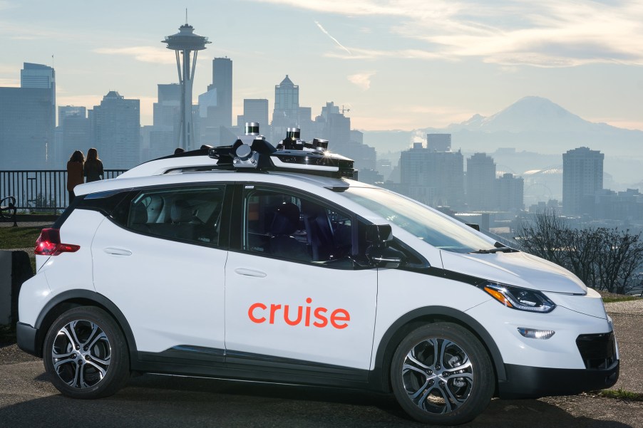 Cruise LLC Chevy Bolt. Cruise uses a fleet of Chevy Bolts for its robotaxi autonomous vehicles