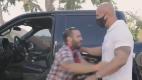 Dwayne The Rock Johnson giving his custom Ford F-150 to a Navy veteran