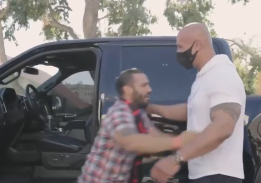 Dwayne The Rock Johnson giving his custom Ford F-150 to a Navy veteran