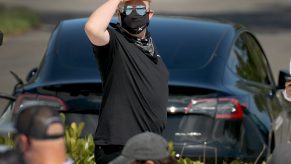 Elon Musk arrives to watch as Inspiration4 crew members Jared Isaacman, Chris Sembroski, Hayley Arceneaux, and Sian Proctor prepare to leave for their flight on the SpaceX Falcon 9 rocket and Crew Dragon at launch Pad 39A at NASA’s Kennedy Space Center