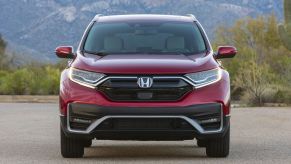 Front view of Radiant Red Metallic 2022 Honda CR-V Hybrid