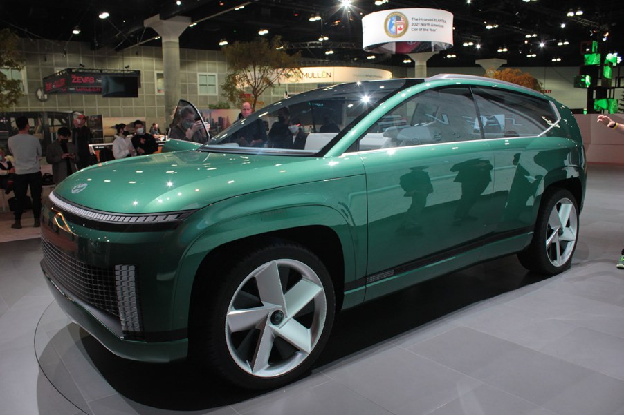 The Hyundai SEVEN Concept exterior as it is parked on stage at the 2021 LA Auto Show