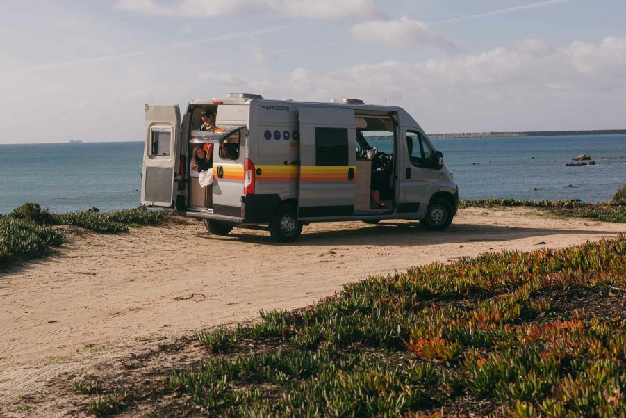 Indie Camper camper van by the water