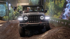 The Jeep Wrangler on a simulated off-road trail.