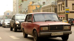 Old Lada Riva on the road