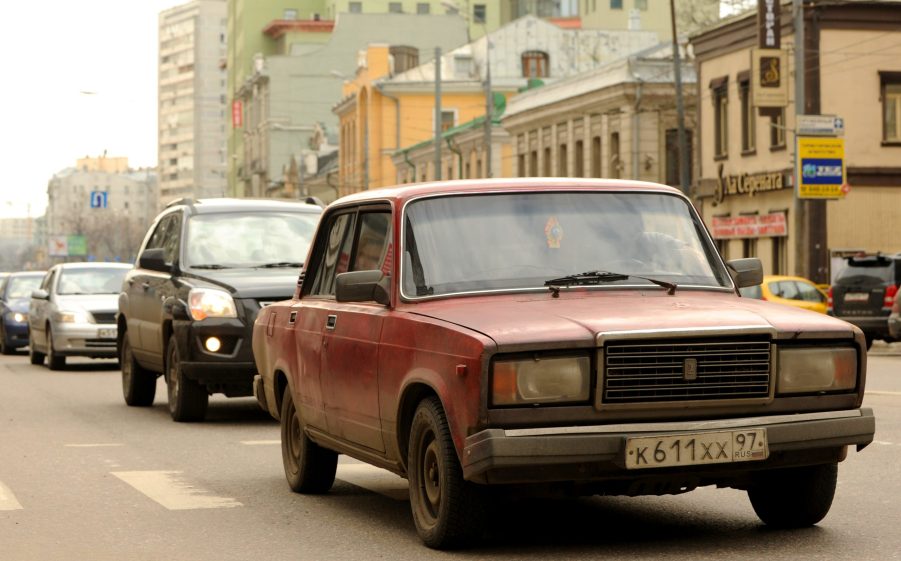 Old Lada Riva on the road