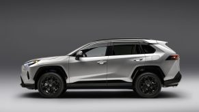 Side view of Silver Sky Metallic 2022 Toyota RAV4 SE Hybrid