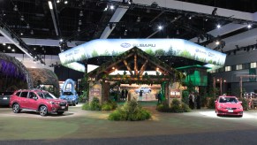 the front of the Subaru exhibit at the 2021 LA Auto Show