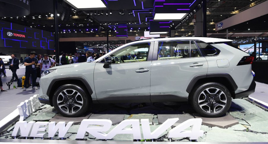 The Toyota RAV4 is on display.