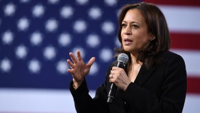 Vice President Kamala Harris speaking at a rally