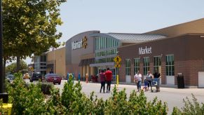 A photo of a Walmart parking. Many Walmarts allow overnight camping in cars and RVs | SUZANNE CORDEIRO/AFP via Getty Images