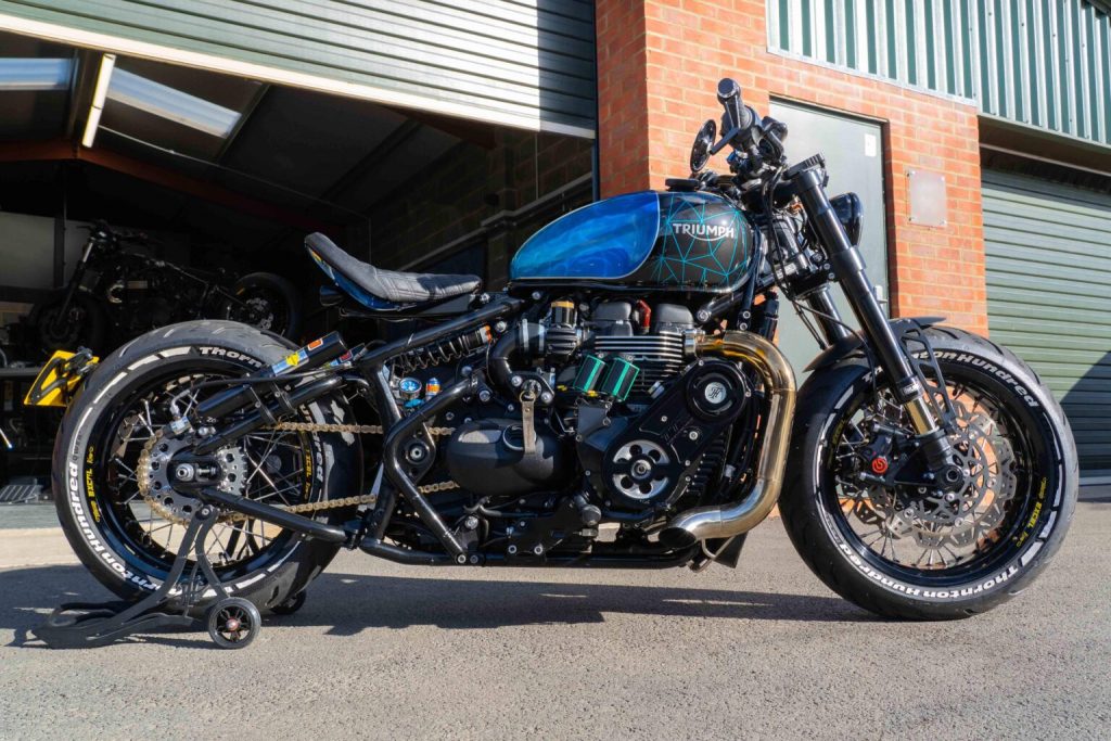 side view of custom Triumph Bobber