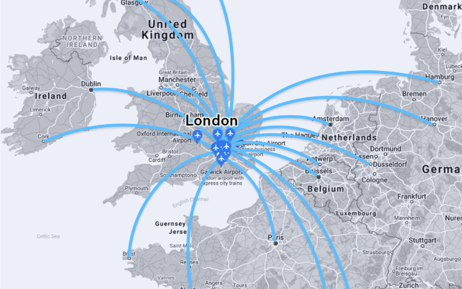 Wright Electric route map is Europe