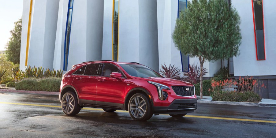 A red 2022 Cadillac XT4, which lost crucial features thanks to the global chip shortage.