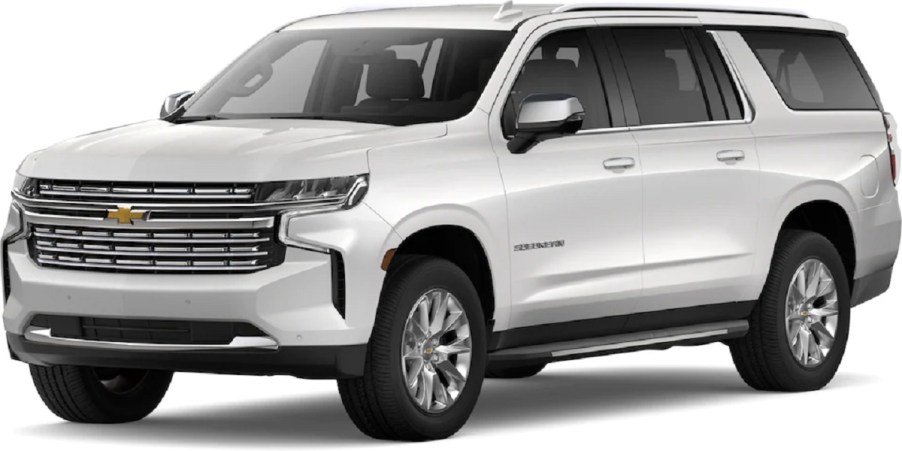 A white 2022 Chevy Suburban against a white background.