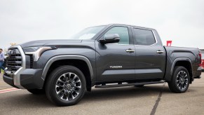 A gray 2022 Toyota Tundra is parked.