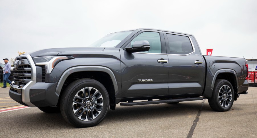 A gray 2022 Toyota Tundra is parked.