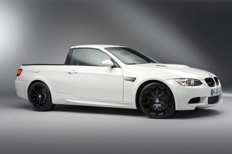 A white E92 BMW M3 pickup truck