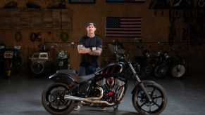 Carey Hart with his custom black-and-red 2022 Indian Chief 'Black Beauty'