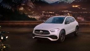 A white 2022 Mercedes-Benz GLA in front of a valley.