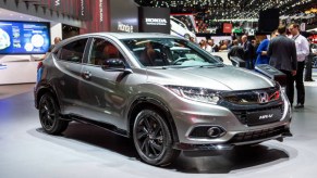 A silver Honda HR-V is on display.