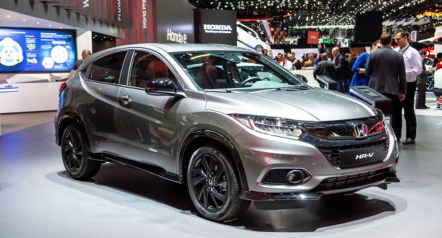 A silver Honda HR-V is on display.