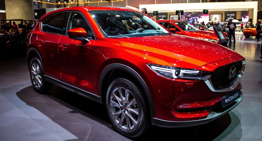 A red Mazda CX-5 is displayed during the second press day at the 89th Geneva International Motor Show.