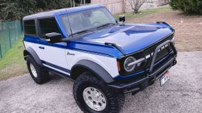 A Blue and white retro Ford Bronco first edition is for sale on ebay