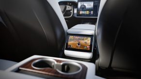 Tesla Model S Plaid interior, where you can play video games while driving. A good reason to avoid Tesla drivers on the road.