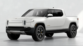 White 2022 Rivian R1T, the top choice for a discussion of "What car would Jesus drive (WWJD)?"